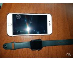 Iphone 6 plus silver de 16 gb + apple watch sport