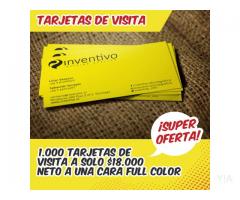 Tarjetas de visita 1.000 unidades a solo $ 18.000 neto.